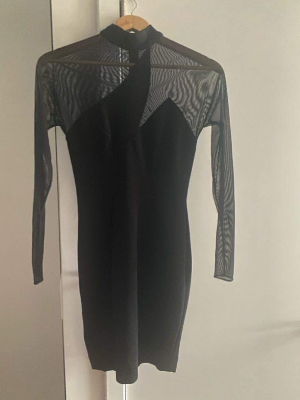 Roulette Vintage Black Long Sleeve Mesh Bodycon Dress